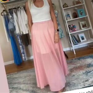 Pink and White Maxi Skirt Resort Wear
